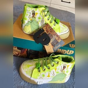 Ground UP Disney Kids Bright Green Princess Tiana High-Top Sneakers